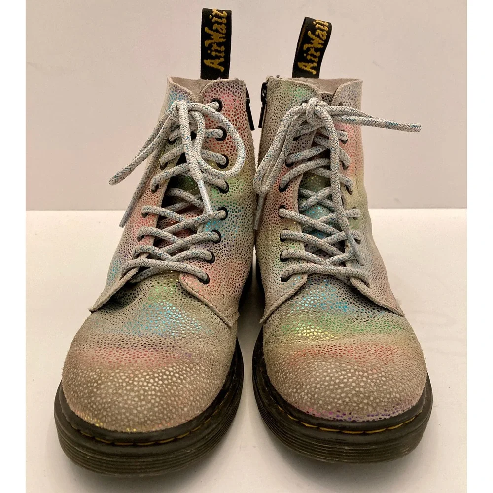 Doc Martens Airwalk Leather Multicolor Combat‎ Boots Lug Pascal J 1460 Kids Sz 2